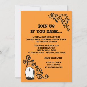Invitación de Halloween para Lápida