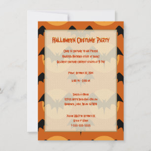 Invitación de Halloween para naranjas y murciélago