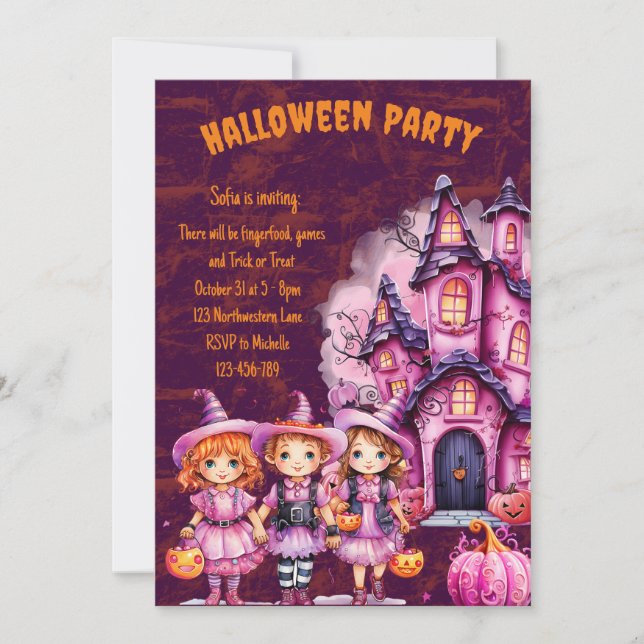 Invitación de Halloween para niños (Anverso)
