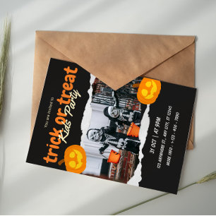 Invitación de Halloween para niños con truco o tra