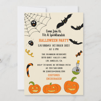 Invitación de Halloween para niños y adultos.