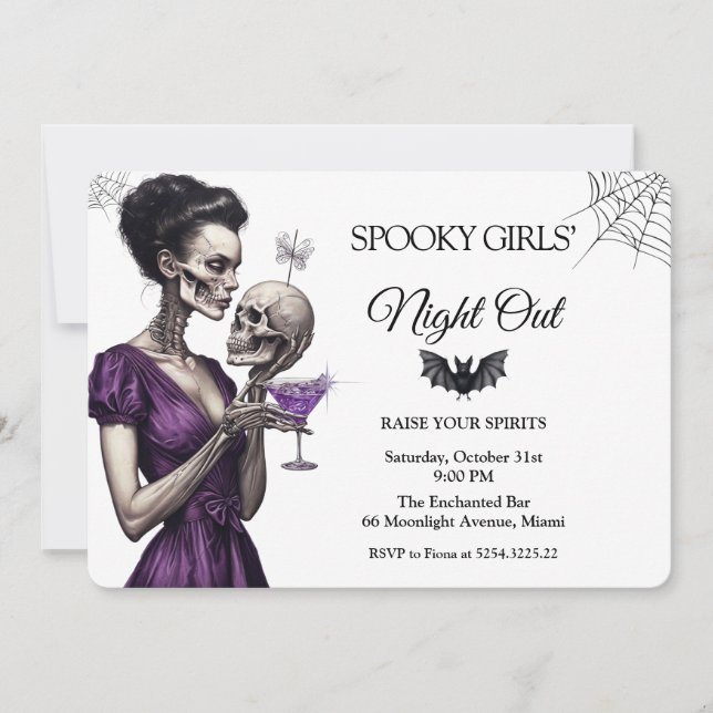 Invitación de Halloween para Noche de Chicas Espel (Anverso)