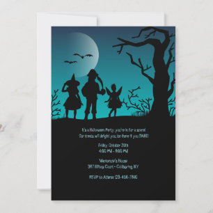 Invitación de Halloween para tratar o trucar a niñ