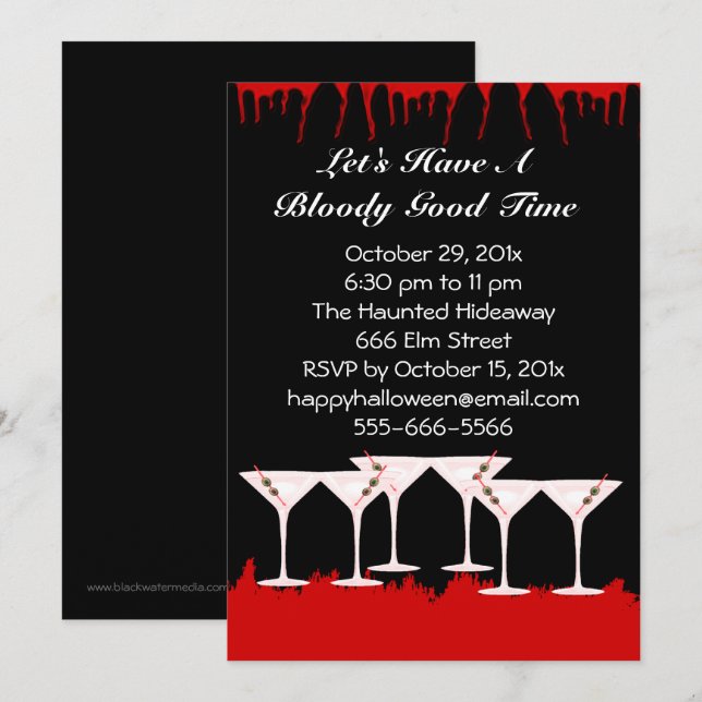 Invitación de Halloween para una Noche Divertida y (Anverso / Reverso)