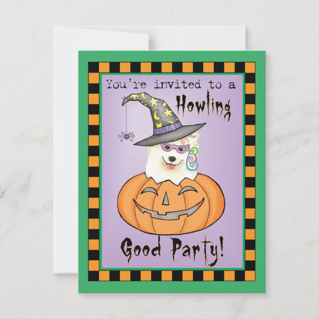 Invitación de Halloween Samoyed (Anverso)