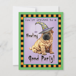 Invitación de Halloween Shar-Pei