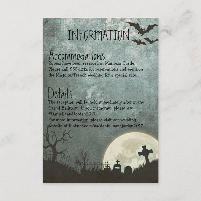 Invitación de Halloween, tarjeta de información pa (Anverso)