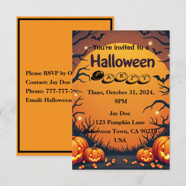 Invitación de Halloween - ¡Únete a nosotros para u (Anverso / Reverso)
