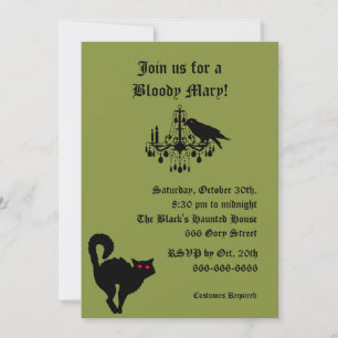 Invitación de Halloween verde y Damasco