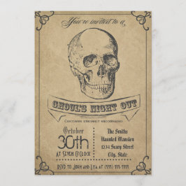Invitación de Halloween vintage de cráneo