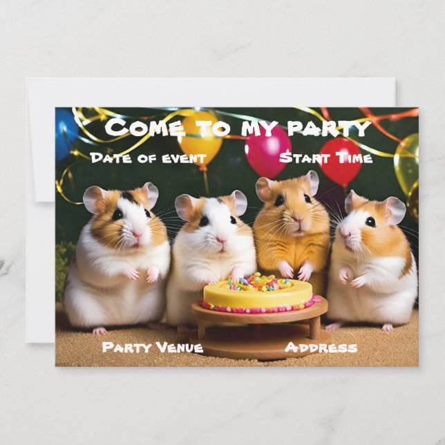 Invitación de Hamster Party (Anverso)