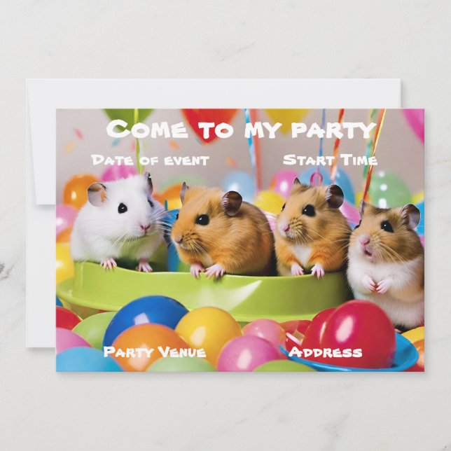 Invitación de Hamster Party (Anverso)