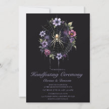 Invitación de Handfasting de Araña Floral Púrpura
