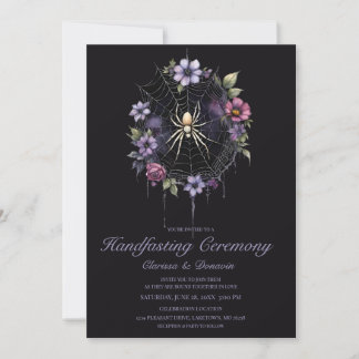 Invitación de Handfasting de Araña Floral Púrpura