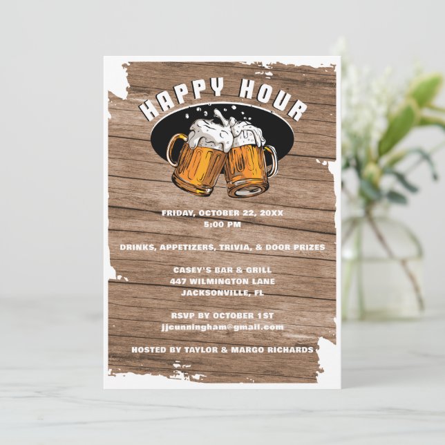 Invitación de Happy Hour Beer Mugs (Anverso de pie)