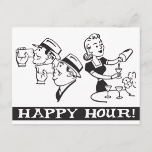 Invitación de Happy Hour con divertido retro