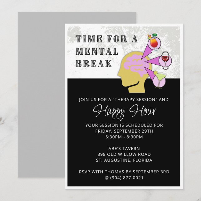 Invitación de Happy Hour | Interrupción mental (Anverso / Reverso)