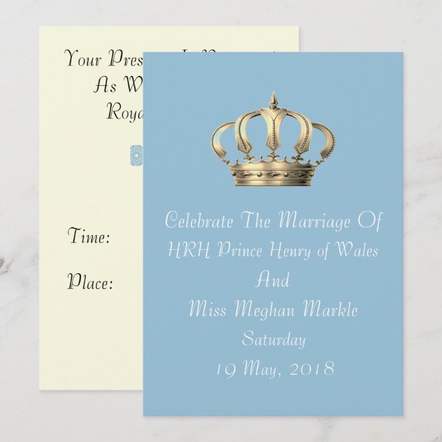 Invitación de Harry y Meghan Royal Crown Personali (Anverso / Reverso)