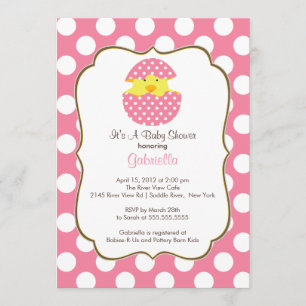 Invitación de Hatching Chick Baby Shower Chica Ros