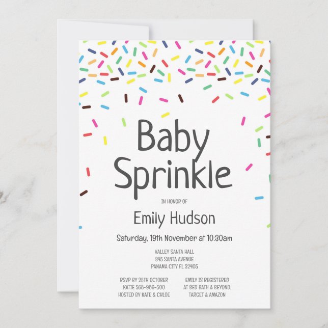 Invitación de helado de Baby Sprinkle editable (Anverso)