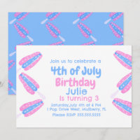 Invitación de helado del 4 de julio con acuarela