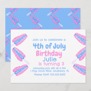 Invitación de helado del 4 de julio con acuarela