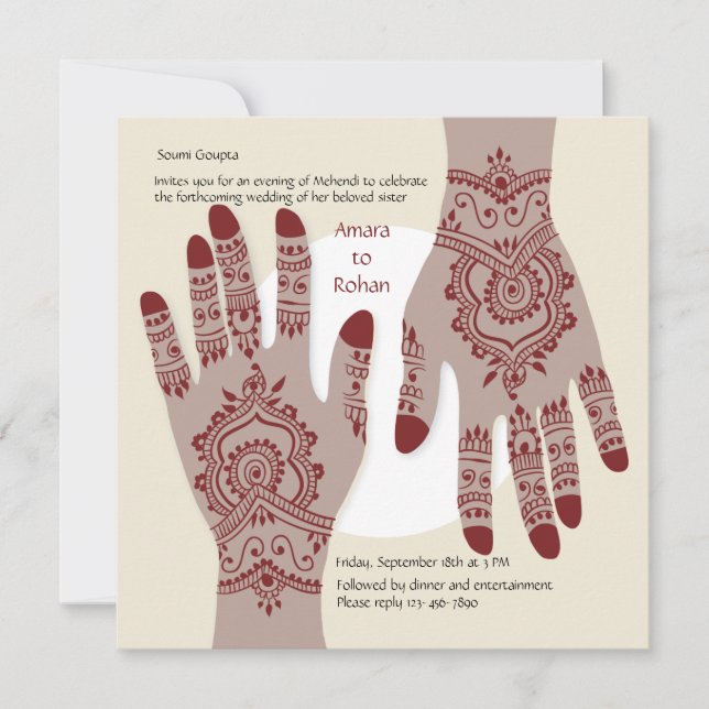 Invitación de Henna Hands (Anverso)