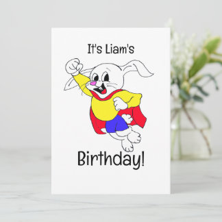 Invitación de Héroe de Conejo de Cumpleaños