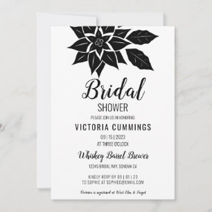 Invitación de Hibisco Floral Negro