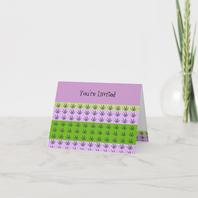 Invitación de hierba verde y malva (Anverso)