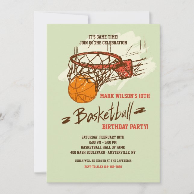 Invitación de hincha de baloncesto (Anverso)