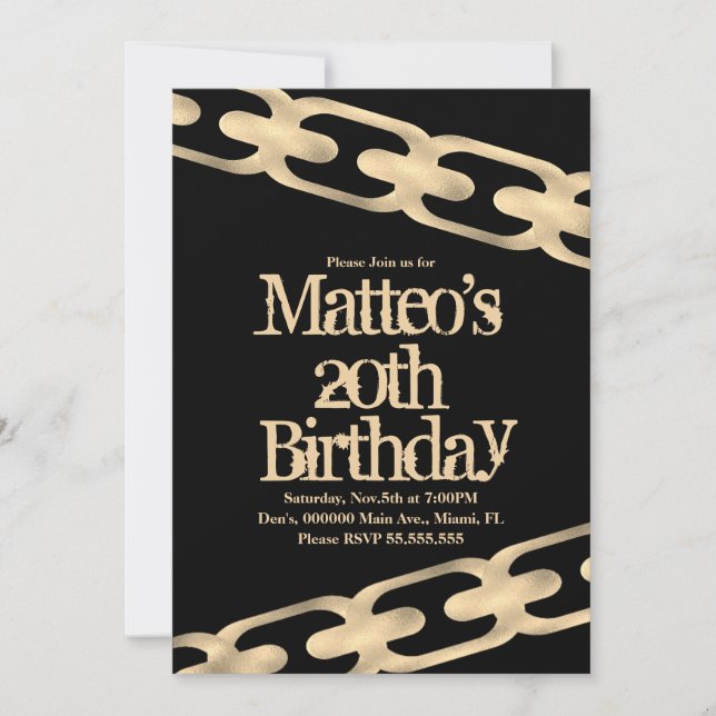 Invitación de Hip Hop Fiesta de bloques de cadena  (Anverso)