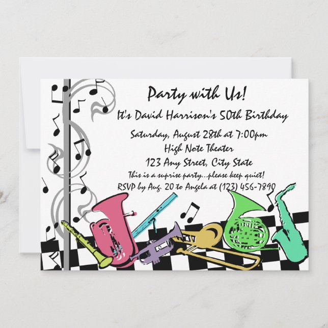 Invitación de hip hop musical (Anverso)