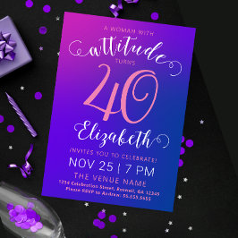 Invitación de hito 40 con estilo Ombre azul morado