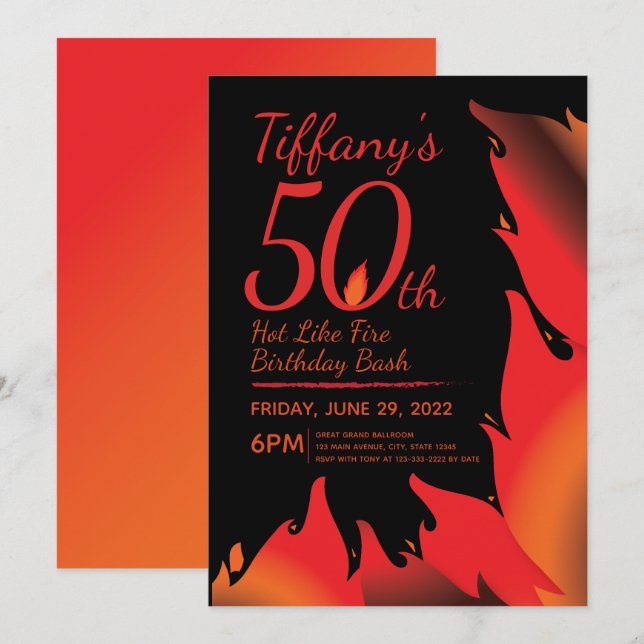 Invitación de hito de incendio similar al calor (Anverso / Reverso)