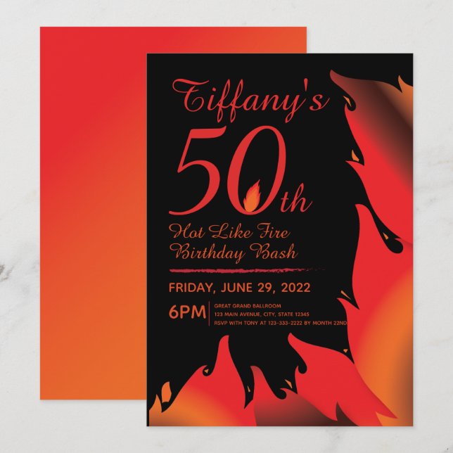 Invitación de hito de incendio similar al calor (Anverso / Reverso)