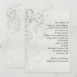 Invitación de hoja de plata y mariposa
