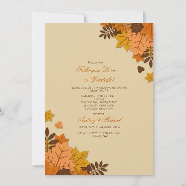 Invitación de Hojas Caídas Planas (Anverso)