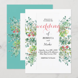 Invitación de hojas de eucalipto elegantes y hermo