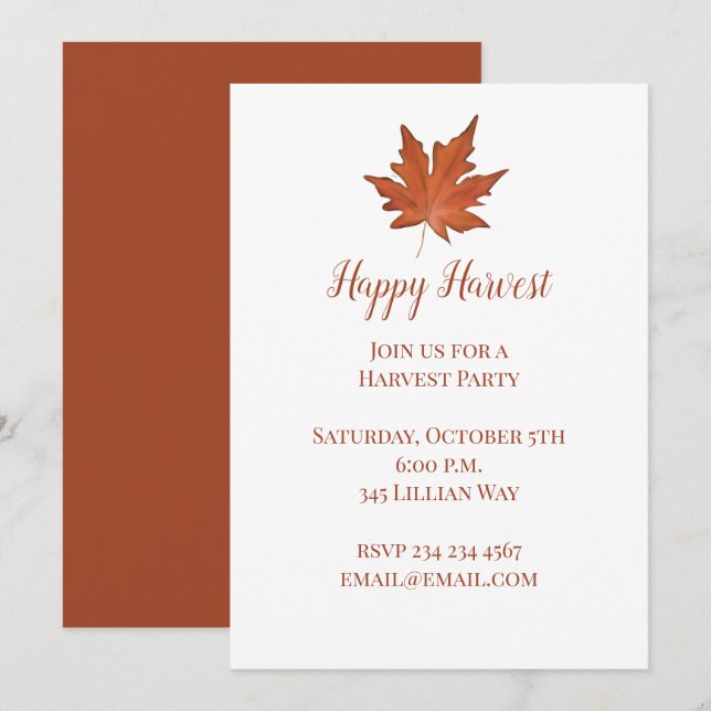 Invitación de hojas de otoño (Anverso / Reverso)