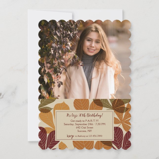 Invitación de Hojas de Otoño Foto 2 (Anverso)