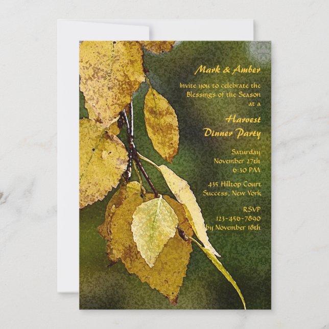 Invitación de Hojas Doradas (Anverso)