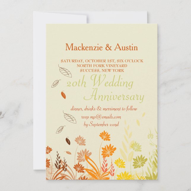 Invitación de Hojas que Caen de Otoño (Anverso)