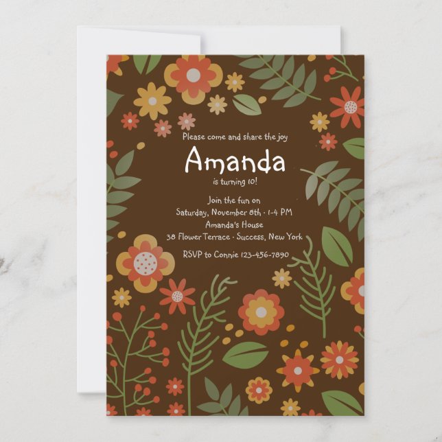 Invitación de Hojas y Flores (Anverso)