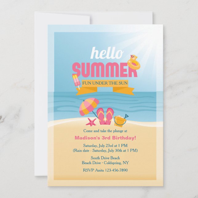 Invitación de Hola Verano (Anverso)