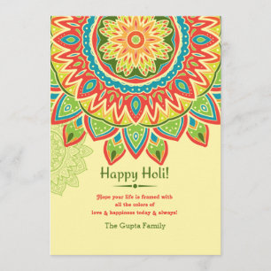 Invitación de Holi Feliz Amarillo