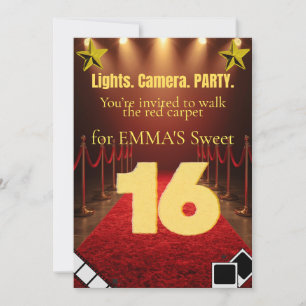 Invitación de Hollywood Glam para Cumpleaños Dulce