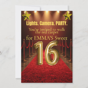 Invitación de Hollywood Glam para Cumpleaños Dulce