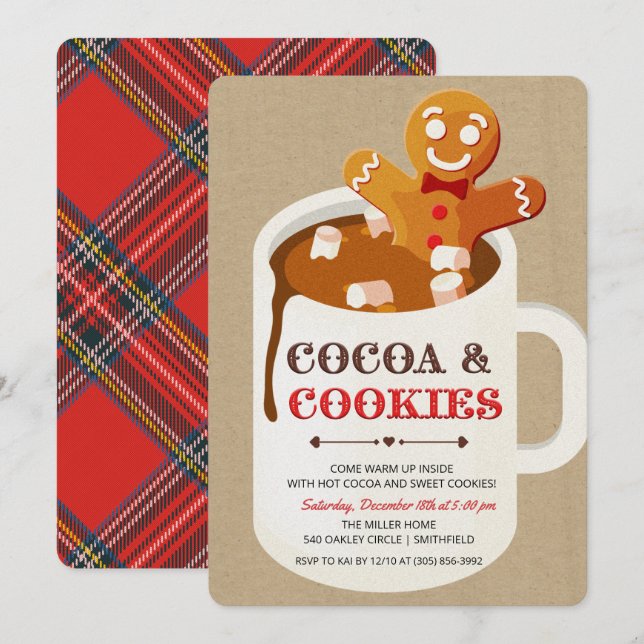 Invitación de hombre de jengibre de galletas y cac (Anverso / Reverso)