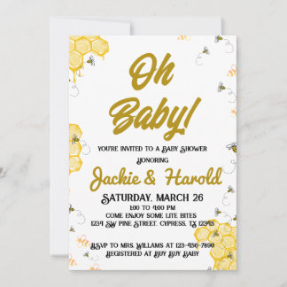 Invitación de Honey Bee Baby Shower 5x7
